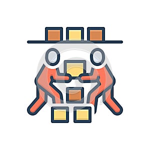 Color illustration icon for Helping, serving and support