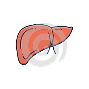 Color illustration icon for Hepatology, anthropomorphic and treatment