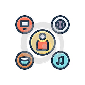 Color illustration icon for Hobbies, deep longing and hobby