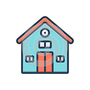 Color illustration icon for Home, house and snuggle