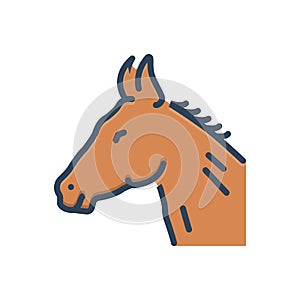 Color illustration icon for Horse, steed and equine