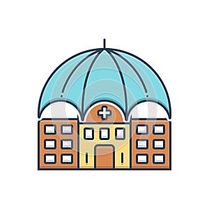 Color illustration icon for Hospital insurance, indemnity and medical