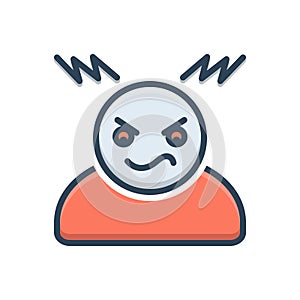 Color illustration icon for Hot tempered, grumpy and angry