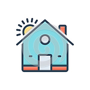 Color illustration icon for house, architecture and property