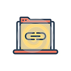Color illustration icon for Href, link and chain