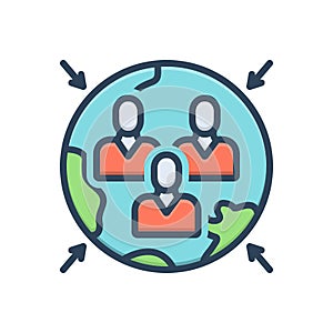 Color illustration icon for Humanities, mankind and people