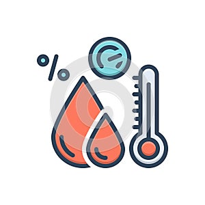 Color illustration icon for Humidity, moisture and weather