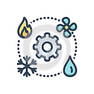 Color illustration icon for Hvac, technician and heating