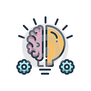 Color illustration icon for Idea, consideration and thinking