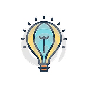 Color illustration icon for idea, suggestion and lightbulb