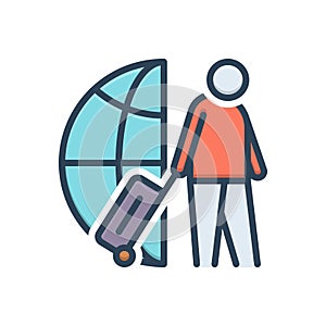Color illustration icon for Immigrant, travel and migrant