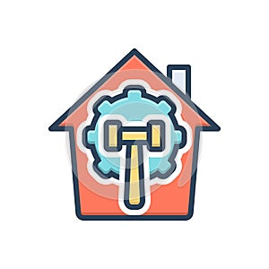 Color illustration icon for Improvements, home and building
