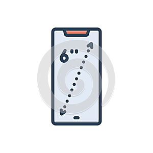 Color illustration icon for Inches, cell phone and led