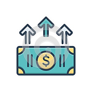 Color illustration icon for Increase, upturn and upsurge