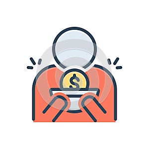 Color illustration icon for Indigent, beggarly and penniless