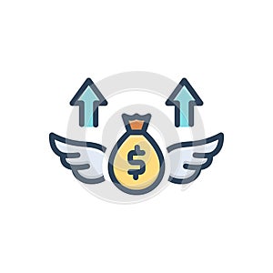 Color illustration icon for Inflation, monetary and economic