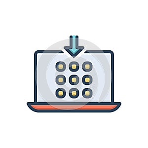 Color illustration icon for Inputs, down and lock