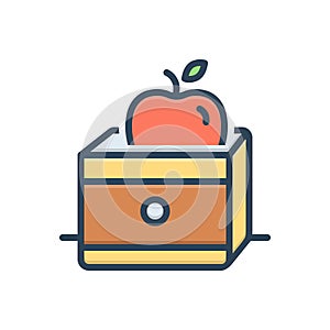 Color illustration icon for Inside, within and inboard