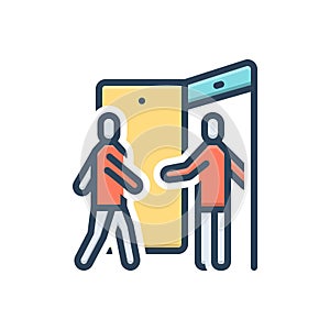 Color illustration icon for Within, inside and people