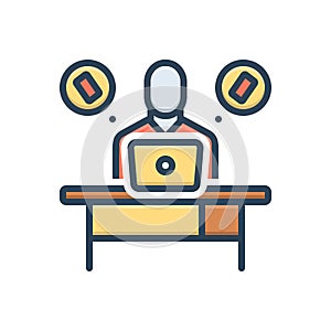 Color illustration icon for Insist, work and desk