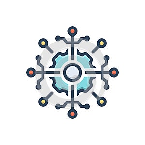 Color illustration icon for Integration, unification and data