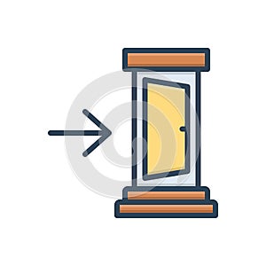 Color illustration icon for In, within and internally