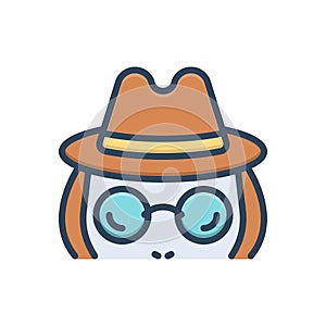 Color illustration icon for Investigator, searcher and mystery