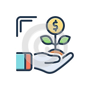 Color illustration icon for Investments, contribution and finance