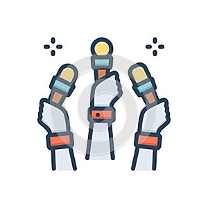 Color illustration icon for Journalists, correspondent and holding