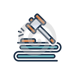 Color illustration icon for Judgement, gavel and verdict