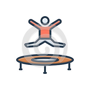 Color illustration icon for Jumping, spurt and kid