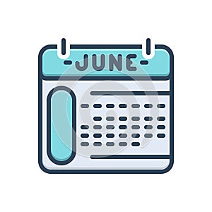 Color illustration icon for June, calendar and schedula