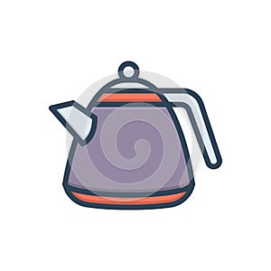 Color illustration icon for Kettle, kettledrum and beverage