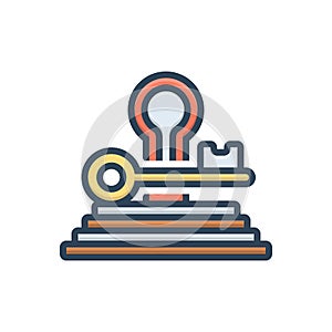 Color illustration icon for key to success, key and solution