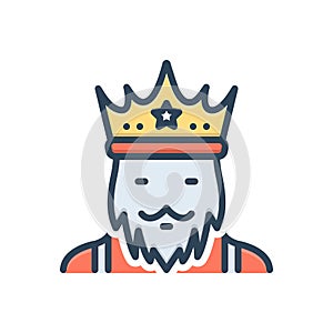 Color illustration icon for King, emperor and crown