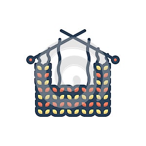 Color illustration icon for Knitting, knitwork and weaving