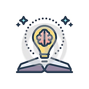 Color illustration icon for Knowledge, knowing and book