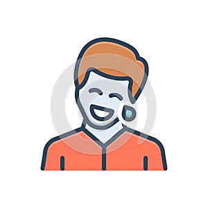 Color illustration icon for Laugh, deride and happy