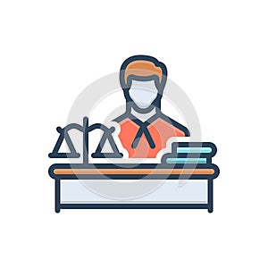 Color illustration icon for Lawyer, solicitor and court