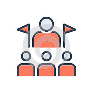 Color illustration icon for Leadership, hegemony and pilotage