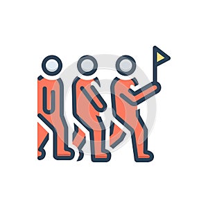 Color illustration icon for Leadership, sloganeering and catchphrase