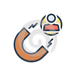 Color illustration icon for Leads, magnet and attract