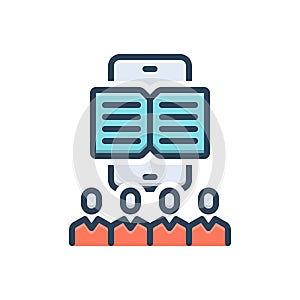 Color illustration icon for Learn, cognize and education