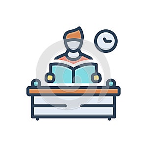 Color illustration icon for Learning, educate and work