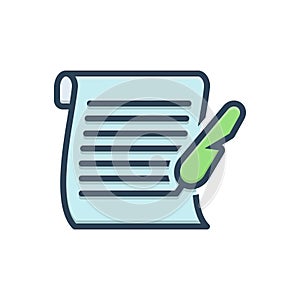 Color illustration icon for Letter, messages and script