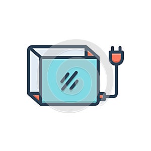 Color illustration icon for lightbox, dangerous and current