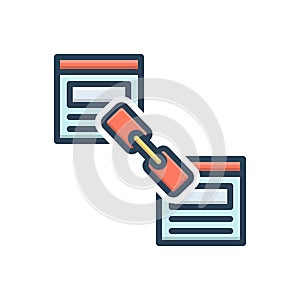 Color illustration icon for link, building and hyperlink