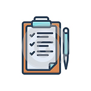 Color illustration icon for Listed, catalogued and clipboard