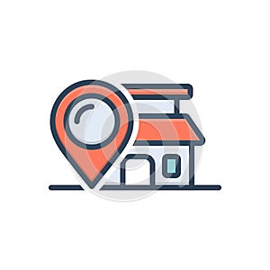 Color illustration icon for Locale, place and spot