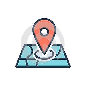 Color illustration icon for Locate, navigation and direction